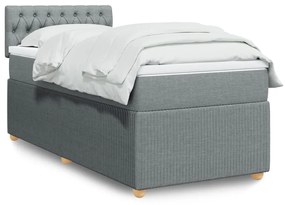 vidaXL Κρεβάτι Boxspring με Στρώμα Ανοιχτό Γκρι 100x200 εκ. Υφασμάτινο