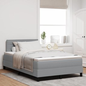 vidaXL Κρεβάτι με Ελατήριο & Στρώμα LED Γκρι 120x190 εκ. Ύφασμα