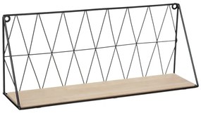 Ραφιέρα τοίχου Anneza pakoworld μέταλλο-mdf σε φυσική-μαύρη απόχρωση 48x12x20εκ