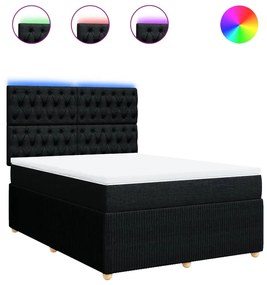 vidaXL Κρεβάτι Boxspring με Στρώμα Μαύρο 140x190 εκ. Υφασμάτινο