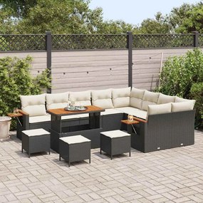 vidaXL Σετ Καναπέ Κήπου με μαξιλάρι 13 pcs Μαύρο Πολυ ράταν