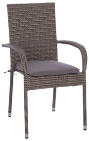 Καρέκλα - Πολυθρόνα ANISHA C5685.01 Μεταλλική με Γκρί Wicker και Μαξιλάρι Στοιβαζόμενη 56x60x94 εκ. 56x60x94 εκ.