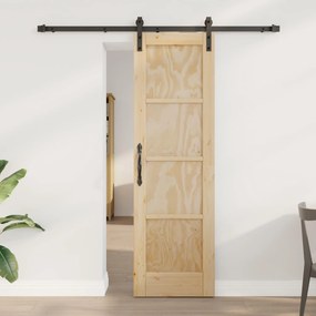 vidaXL Συρόμενη Πόρτα Φυσικό και Μαύρο 61 x 198,5 εκ.