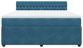 vidaXL Κρεβάτι Boxspring με Στρώμα Μπλε 180x200 εκ. Βελούδινο
