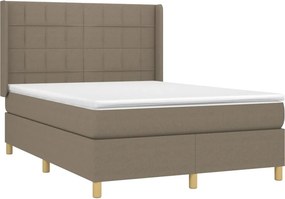 vidaXL Κρεβάτι Boxspring με Στρώμα &amp; LED Taupe 140x200 εκ. Υφασμάτινο