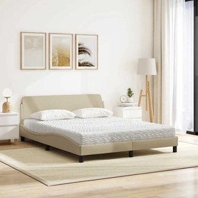 vidaXL Κρεβάτι με Στρώμα Dover Κρεμ 160x200 εκ. Υφασμάτινο