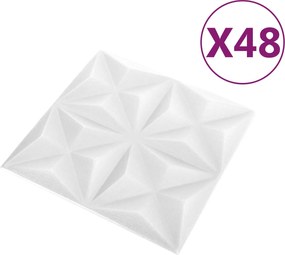 vidaXL Πάνελ τοίχου 48 pcs Οριγκάμι Άσπρο 50 x 50 cm Φελιζόλ XPS