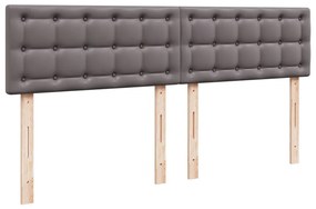 vidaXL Κρεβάτι Boxspring με Στρώμα Γκρι 200x200 εκ. Συνθετικό Δέρμα