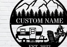 Σετ των 2 Intra απο ξύλο plywood 3mm-4mm πάχος – Εξατομικευμένη πινακίδα Camper Trailer Travel Δίασταση 20x20 cm INTRAFABR-106019381