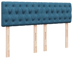 vidaXL Κρεβάτι Boxspring με Στρώμα Μπλε 160x200 εκ. Βελούδινο