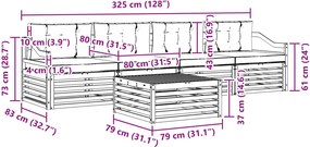 vidaXL Σειρά Καναπέ Εξωτερικού με μαξιλάρι 5 pcs Λευκό και Μπεζ