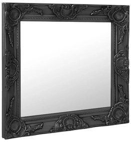 vidaXL Καθρέφτης Τοίχου με Μπαρόκ Στιλ Μαύρος 60 x 60 εκ.