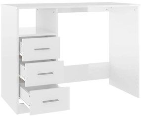 vidaXL Γραφείο με Συρτάρια Γυαλ. Λευκό 102x50x76 εκ. Επεξεργ. Ξύλο