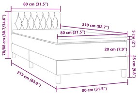 Box Spring Κρεβάτι με στρώμα Σκούρο γκρι 80x210 εκ. Βελούδινο - Γκρι