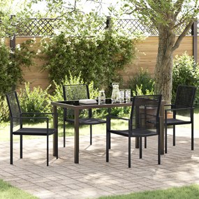 vidaXL Σετ 5 Τεμαχίων Κηπουρικών Επίπλων Μαύρο PVC Rattan