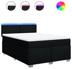 vidaXL Κρεβάτι Boxspring με Στρώμα Μαύρο 140x200 εκ. Υφασμάτινο
