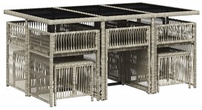 vidaXL Σετ Τραπεζαρίας Κήπου 11 τεμ. Αν. Γκρι Συνθ. Ρατάν με Μαξιλάρια
