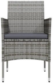 vidaXL Σετ Τραπεζαρίας Κήπου 7 τεμ. Γκρι / Μαύρο με Μαξιλάρια