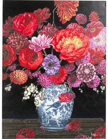 Πίνακας Touched Λουλούδια Σε Βάζο Κόκκινο-Ροζ 90x3.5x120εκ - Μπλε