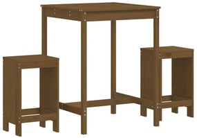 vidaXL Σετ Επίπλων Μπαρ Κήπου 3 Τεμαχίων Μελί από Μασίφ Ξύλο Πεύκου