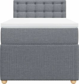 vidaXL Κρεβάτι Boxspring με Στρώμα Ανοιχτό Γκρι 90x200 εκ. Υφασμάτινο