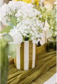 Beauty Home Κεραμικό Βάζο Iona Ριγέ Λαδί – Λευκό 9,5 x 13,5 CM