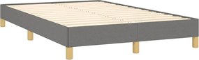 vidaXL Κρεβάτι Boxspring με Στρώμα &amp; LED Σκ.Γκρι 120x190εκ. Υφασμάτινο
