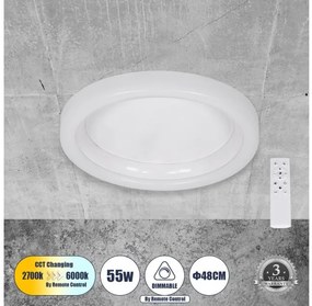 Πλαφονιέρα Φωτιστικό Οροφής LED CCT 55W 6376lm ARIANA Globostar-61035-Λευκό 61035