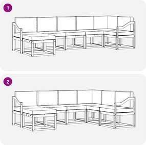 vidaXL Σειρά Καναπέ Εξωτερικού 7 pcs Λευκό και Μπεζ Πολυεστέρας