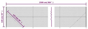 vidaXL Συρματόπλεγμα Περίφραξης Ανθρακί 1,4 x 25 μ. με Βάσεις Φλάντζα
