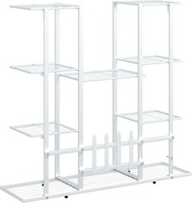 vidaXL Βάση Λουλουδιών Λευκή 94,5 x 25 x 89 εκ. Σιδερένια