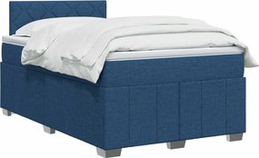 vidaXL Κρεβάτι box spring με στρώμα Μπλε 120 x 200 cm Ύφασμα