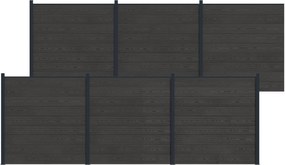 vidaXL Σετ Φράχτη 6 pcs 1045 x 186 εκ WPC και Αλουμίνιο Μαύρο