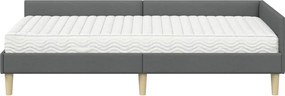 vidaXL Κρεβάτι γωνίας με στρώμα με στρώμα 2 pcs Γκρι ύφασμα