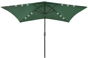 Ομπρέλα Πράσινη 2 x 3 μ. με LED και Ατσάλινο Ιστό