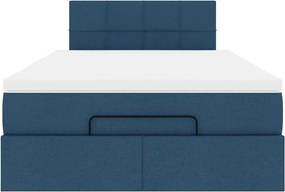 vidaXL Οθωμανικό κρεβάτι με στρώμα μπλε 120x200cm ύφασμα