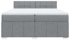 vidaXL Κρεβάτι Boxspring με Στρώμα Ανοιχτό Γκρι 200x200 εκ. Υφασμάτινο