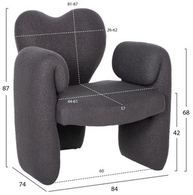 Πολυθρόνα HARTT C9777.01 Γκρί Teddy Ύφασμα 84x74x87Yεκ. 84x74x87 εκ.