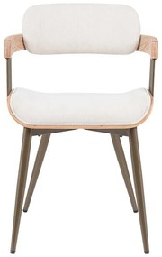 Καρέκλα - Πολυθρόνα Cameo μέταλλο μπρονζέ-white-wash ξύλο-μπέζ ύφασμα 53x49.5x75.5εκ 53x49.5x75.5 εκ.