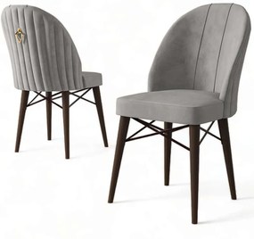Καρέκλα Ritim Babyface (Σετ 4Τμχ) 240CHR1488 44x42x96cm Grey-Brown Μέταλλο,Ύφασμα
