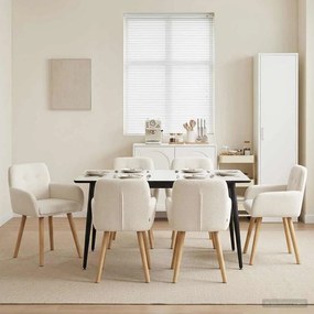 vidaXL Καρέκλες φαγητού 6 pcs Μπουκλέ Κρεμ 59 x 57 x 85 εκ.
