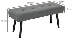 HOMCOM Πολυθρόνα με επένδυση από κοτλέ, κρεβάτι με μεταλλικά πόδια, παπούτσια 100 x 36 x 45 cm Γκρι