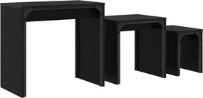 vidaXL Τραπεζάκι σαλονιού 3 pcs Μαύρη Οξυά Επεξεργασμένο ξύλο