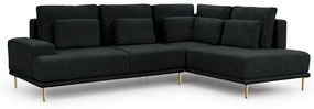 Γωνιακός καναπές Κρεβάτι NICOLE, μαύρο βελουτέ 277x93x200cm-Δεξιά γωνία-BOG2589