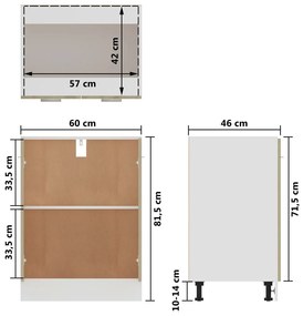 Ντουλάπι Δαπέδου Sonoma Δρυς 60 x 46 x 81,5 εκ. Μοριοσανίδα - Καφέ