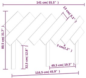 vidaXL Κεφαλάρι Κρεβατιού Μελί 141x3x80,5 εκ. από Μασίφ Ξύλο Πεύκου