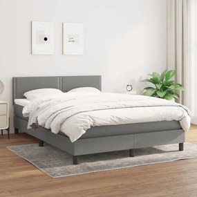 Κρεβάτι Boxspring με Στρώμα Σκούρο Γκρι 140x200 εκ Υφασμάτινο - Γκρι