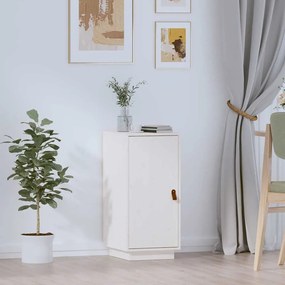 vidaXL Μπουφές Λευκό 34 x 40 x 75 εκ. από Μασίφ Ξύλο Πεύκου