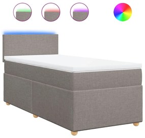 vidaXL Κρεβάτι Boxspring με Στρώμα Taupe 90x200 εκ. Υφασμάτινο