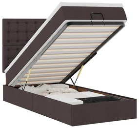 Οθωμανικό κρεβάτι με στρώμα &amp; LEDs Σκούρο καφέ 80x200cm ύφασμα 3314130